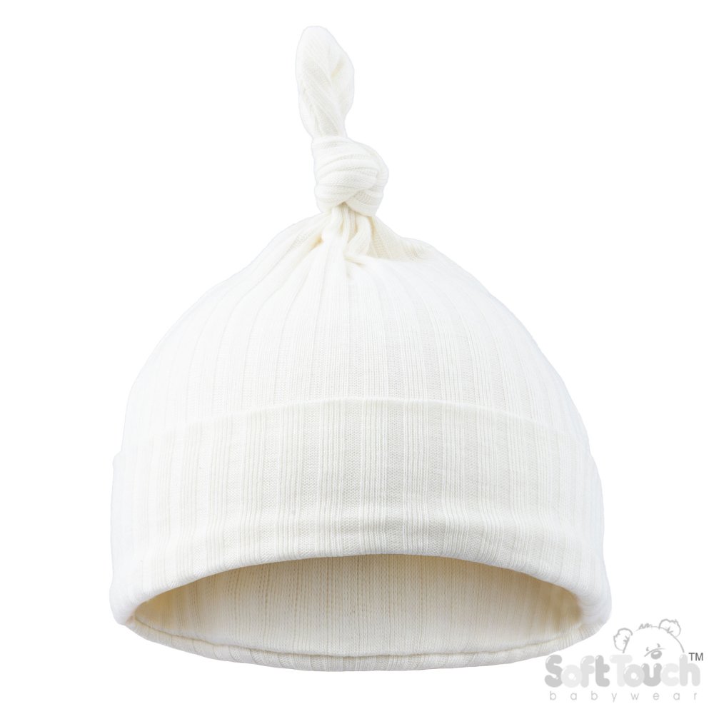 H4600-MA: Marshmallow Ribbed Knot Hat (0-6 Months) H4600-MA: Marshmallow Ribbed Knot Hat (0-6 Months)